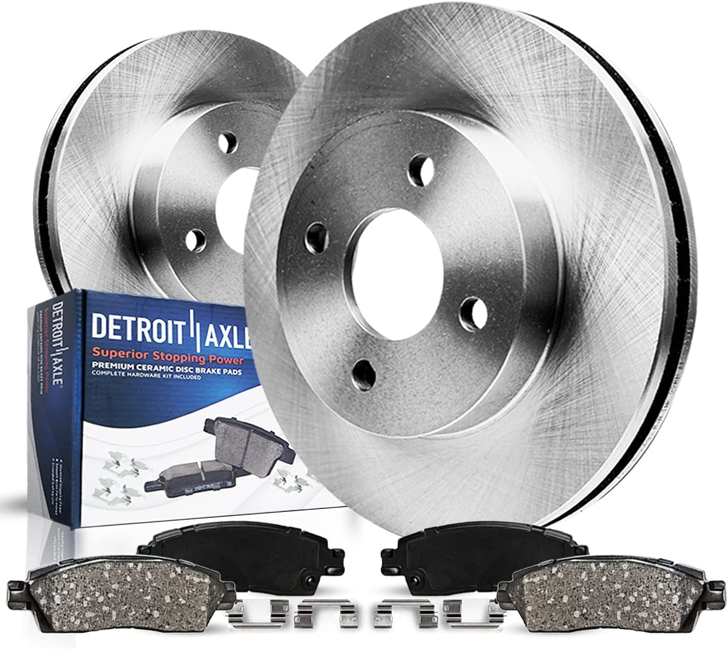 - 4 Lug Front Disc Rotors + Ceramic Brake Pads for Chevy Cobalt Pontiac G5 Satur